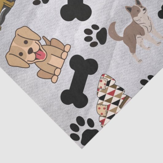 Cute Gnomen en Dogs Pattern Tissuepapier (Detail)