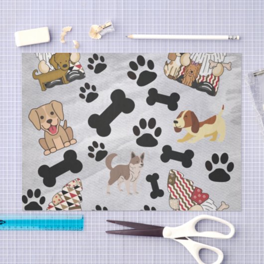 Cute Gnomen en Dogs Pattern Tissuepapier (Craft)