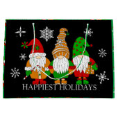 Cute Gnomen en Snowflakes Feestdagen met kerstmis Groot Cadeauzakje (Voorkant)