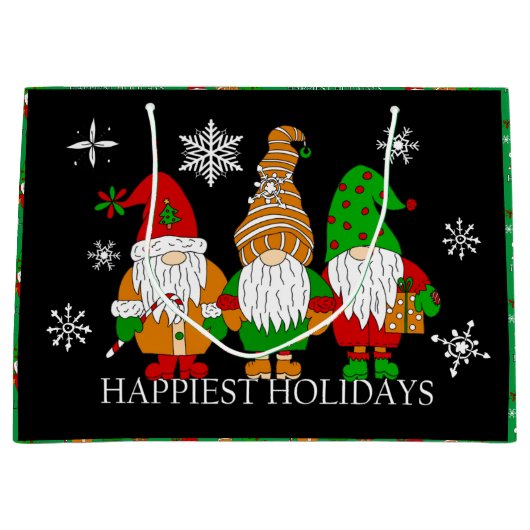 Cute Gnomen en Snowflakes Feestdagen met kerstmis Groot Cadeauzakje (Voorkant)