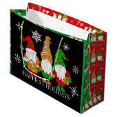 Cute Gnomen en Snowflakes Feestdagen met kerstmis Groot Cadeauzakje (Voorkant Gekanteld)