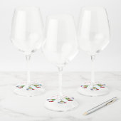 Cute Gnomen met Pet met kerstbomen en cadeautjes - Wijnglaslabel (Set)