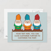 Cute Gnomen toevoegen Jouw tekst Briefkaart (Voorkant / Achterkant)