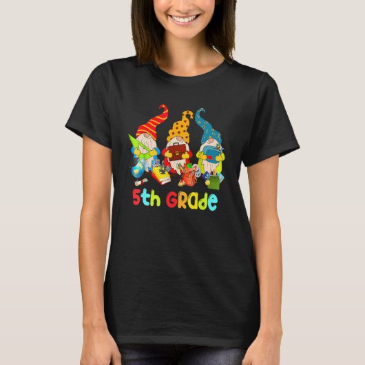 Cute Gnomes 5th Grade Crew Teacher 100th Day Of Sc T-shirt (Voorkant)