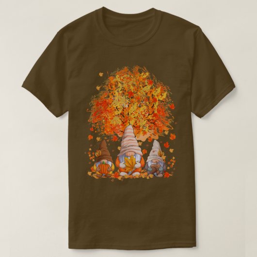 Cute Gnomes Autumn Herfst Tree Thanksiving Pumpkin T-shirt (Design voorkant)