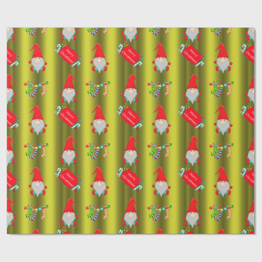 Cute Gnomes Chartreuse Green Kerstmis Cadeaupapier (Vlak)