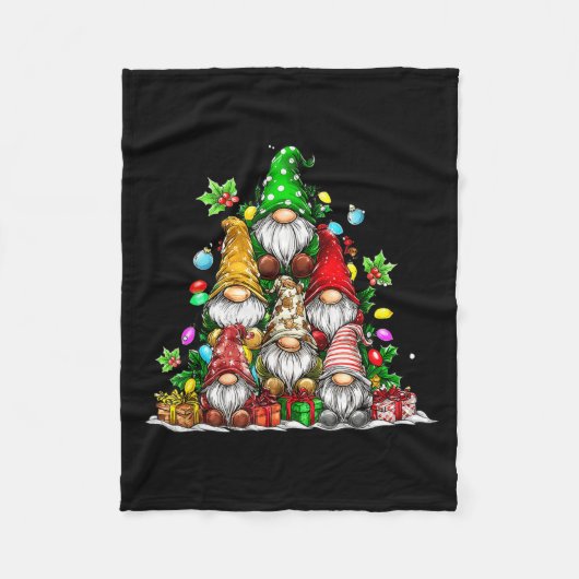 Cute Gnomes Christmas Tree Lights Gnomies Gnome Xm Fleece Deken (Voorkant)