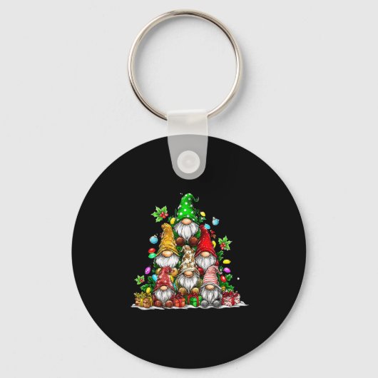 Cute Gnomes Christmas Tree Lights Gnomies Gnome Xm Sleutelhanger (Voorkant)