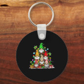 Cute Gnomes Christmas Tree Lights Gnomies Gnome Xm Sleutelhanger (Voorkant)