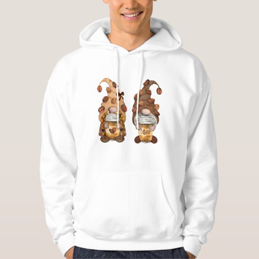 Cute Gnomes Coffee Funny Caffeine Mannen Vrouwen Hoodie (Voorkant)