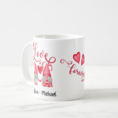 Cute Gnomes Couple Red Hearts Love Typography Koffiemok (Voorkant links)