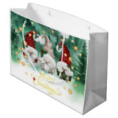 Cute Gnomes Forest Stars Merry Kerstmis Groot Cadeauzakje (Achterkant Gekanteld)