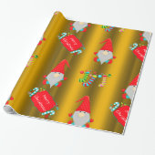 Cute Gnomes Gold Kerstmis Cadeaupapier (Uitgerold)