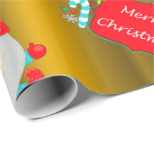 Cute Gnomes Gold Kerstmis Cadeaupapier (Rol Hoek)