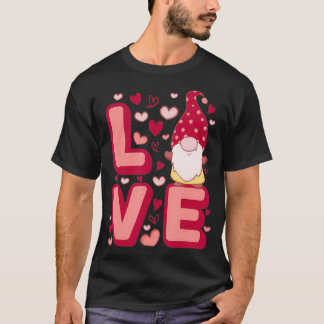 Cute Gnomes Heart Love Happy Valentine's Day  T-shirt