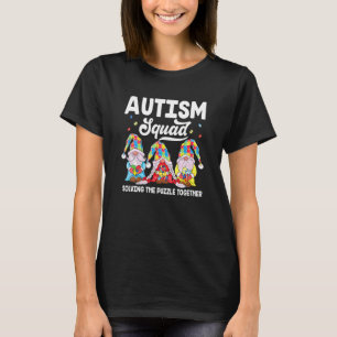 Cute Gnomes Holding Puzzle & Ribbon Support Autism T-shirt