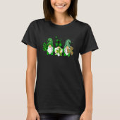 Cute Gnomes Holding Shamrock Leopard Plaid St Patr T-shirt (Voorkant)