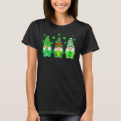 Cute Gnomes Holding Shamrock Leopard Plaid St Patr T-shirt (Voorkant)