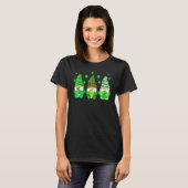 Cute Gnomes Holding Shamrock Leopard Plaid St Patr T-shirt (Voorkant volledig)