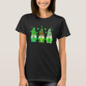 Cute Gnomes Holding Shamrock Leopard Plaid St Patr T-shirt (Voorkant)