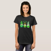Cute Gnomes Holding Shamrock Leopard Plaid St Patr T-shirt (Voorkant volledig)