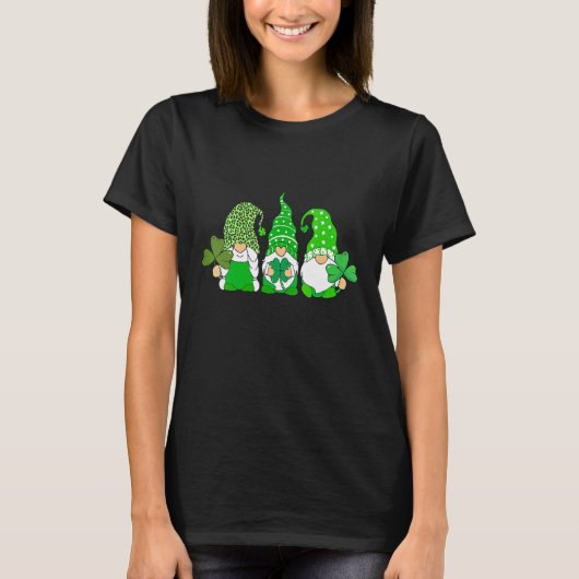 Cute Gnomes Holding Shamrock Leopard St Patr T-shirt (Voorkant)