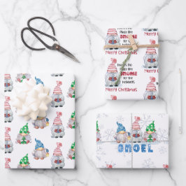 Cute Gnomes kerst Waterverf Inpakpapier Vel