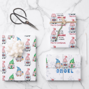 Cute Gnomes kerst Waterverf Inpakpapier Vel