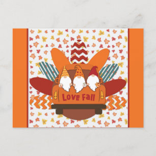 Cute Gnomes Love Herfst Autumn Leaves Briefkaart