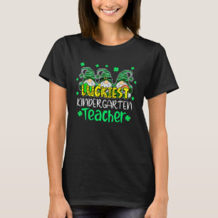 Cute Gnomes Lucigste Kindergarten Leraar St Patri T-shirt