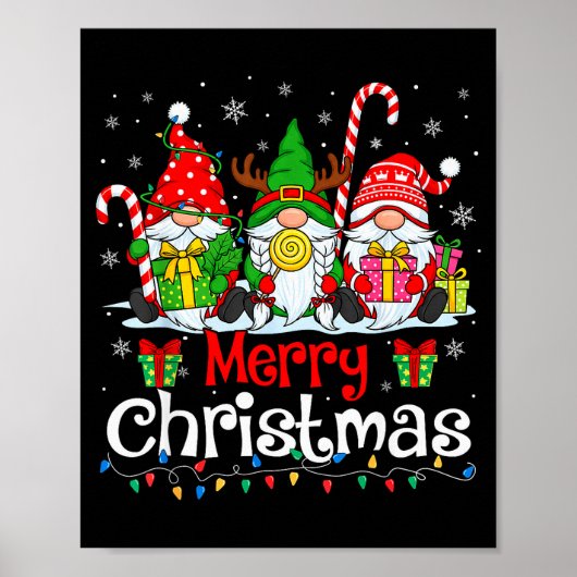 Cute Gnomes Merry Christmas Light Family Gnome Xma Poster (Voorkant)