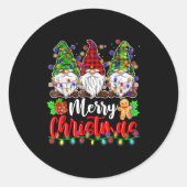 Cute Gnomes Merry Christmas Light Family Gnome Xma Ronde Sticker (Voorkant)