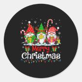 Cute Gnomes Merry Christmas Light Family Gnome Xma Ronde Sticker (Voorkant)