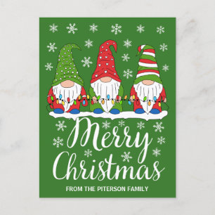 Cute Gnomes Merry Kerstmis Briefkaart