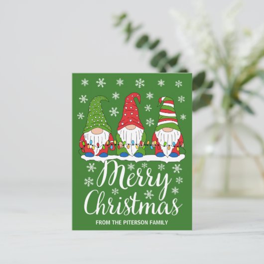 Cute Gnomes Merry Kerstmis Briefkaart (Staand voorkant)