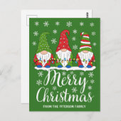 Cute Gnomes Merry Kerstmis Briefkaart (Voorkant / Achterkant)