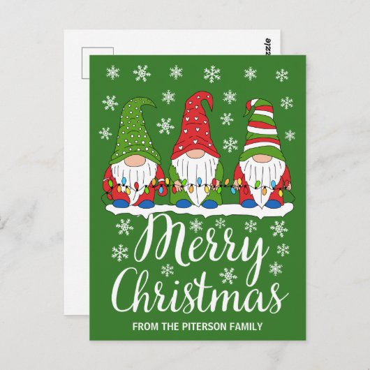 Cute Gnomes Merry Kerstmis Briefkaart (Voorkant / Achterkant)