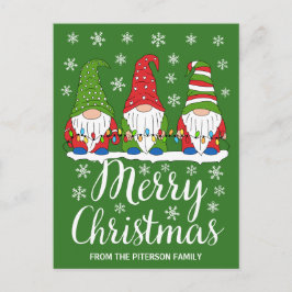 Cute Gnomes Merry Kerstmis Briefkaart