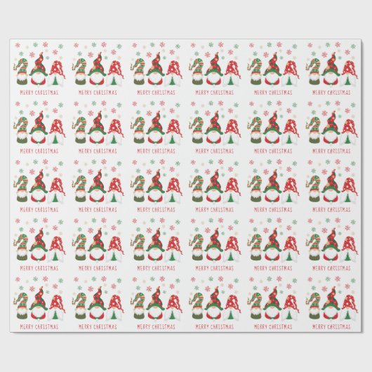 Cute Gnomes Merry Kerstmis Cadeaupapier (Vlak)