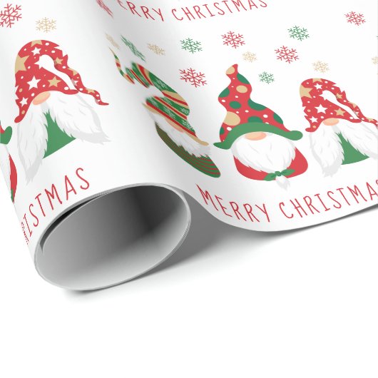 Cute Gnomes Merry Kerstmis Cadeaupapier (Rol Hoek)