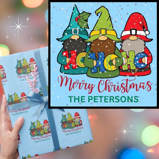 Cute Gnomes Merry Kerstmis Cadeaupapier