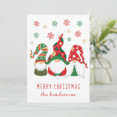 Cute Gnomes Merry Kerstmis Feestdagenkaart (Staand voorkant)