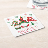 Cute Gnomes Merry Kerstmis Kartonnen Onderzetters (Schuin)