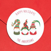 Cute Gnomes Merry Kerstmis Ronde Sticker