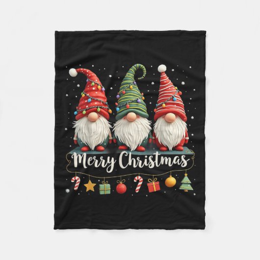 Cute Gnomes Merry-kerstverlichting koom Xma Fleece Deken (Voorkant)