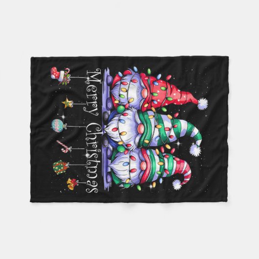 Cute Gnomes Merry-kerstverlichting koom Xma Fleece Deken (Voorkant (Horizontaal))