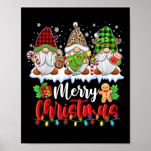 Cute Gnomes Merry-kerstverlichting koom Xma Poster (Voorkant)