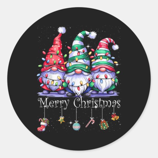 Cute Gnomes Merry-kerstverlichting koom Xma Ronde Sticker (Voorkant)