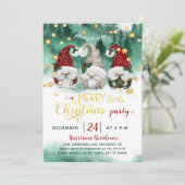 Cute Gnomes Merry Little Kerstparty Kaart (Staand voorkant)