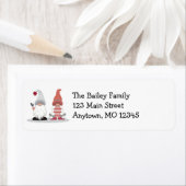 Cute Gnomes Nordic Red Pink Grey Address Etiket (Insitu)